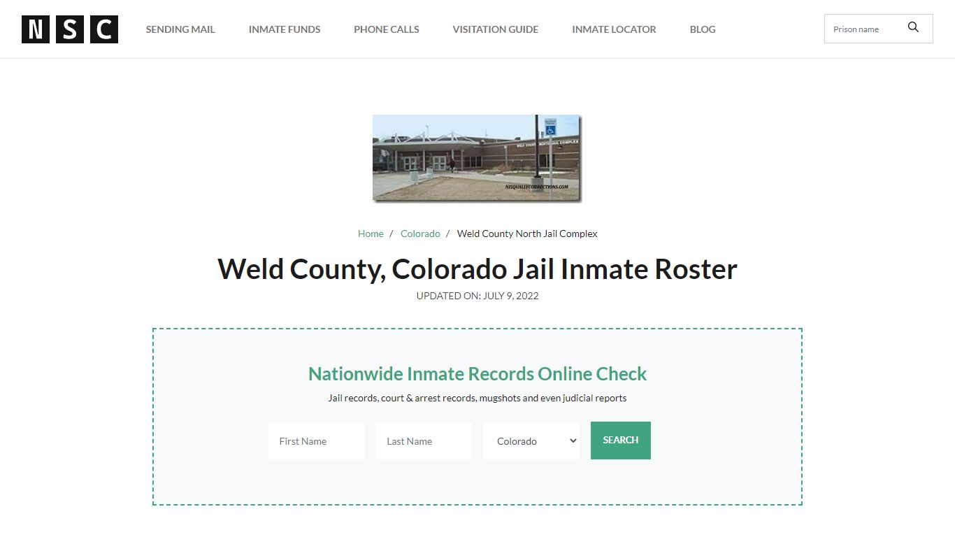 Weld County, Colorado Jail Inmate Roster