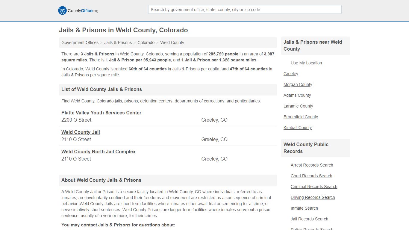 Jails & Prisons - Weld County, CO (Inmate Rosters & Records)