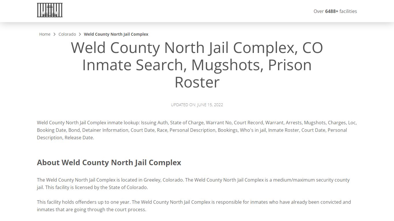 Weld County North Jail Complex, CO Inmate Search, Mugshots ...